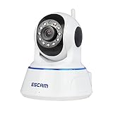 Escam IP Camera WIFI Wireless Mini PTZ IR LED Camera Outdoor/Indoor Home Security Surveillance System Dome Camera 720p HD Night Vision P2P Two Way Audio 32GB TF Card Motion Detection
