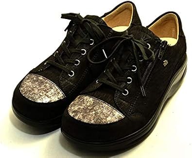Amazon Co Jp スタイリッシュスニーカー フィンコンフォート Finncomfort フィンナミック Finnamic 2974 Hachiouji 八王子 限定カラー ブラックウエーブ グレイシルバー 外反母趾 偏平足対応 アーチサポート足底板 シューズ バッグ