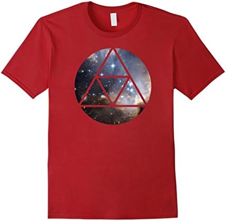 Mens Triangle Circle Universe Outer Space Bright Nebula T-Shirt XL Cranberry