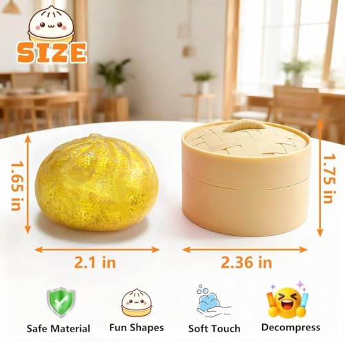 ORCHID M® Glitter Dumpling Squishy Mystery Box 2 Pack,Cute Simulation Baozi Squeeze Toy SoftNon-Sticky Decompression Fun Plaything ForTeens (2pcs)