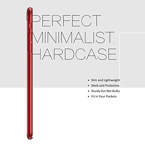 iPhone 8 Case with Screen Protector,iPhone 7 Case, HUMIXX Thin Sleek Fully Protective (Naked Phone Texture) Matt Finish Hard Case Cover for iPhone 7 iPhone 8[Skin Series] (Red) - Thumbnail 2