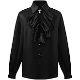 Crubelon Mens Steampunk Victorian Gothic Pirate Costume Tops Vampire Medieval Renaissance Shirt