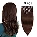 Real Clip in Hair Extensions Medium Brown 8 Pieces - Premium Womens Straight Double Weft Thick Remy Hair Extensions Clip in on Human Hair for Long Hair (16