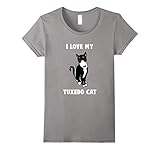 Women's I Love My Tuxedo Cat T Shirt | Cat Lover T Shirt XL Slate