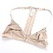 Tripetals Women's Wireless Adjustable Front Closure Unpadded Lace T Back Racerback Bra, Beige, X-Large