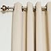 Blackout Curtain Beige Antique Brass Grommet Top Thermal Insulated 108 Inch Length Pair
