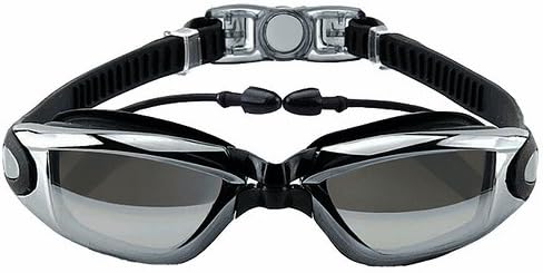 Swimming Goggles Electroplating Waterproof Anti Fog UV Protection Triathlon Swim Goggles with Free Protection Case for Men & Women(Black)