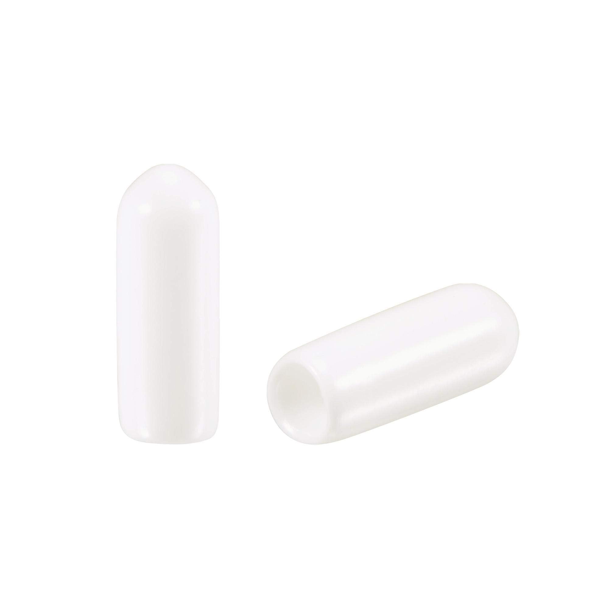 TA-VIGOR 50Pcs Rubber End Caps, 4mm ID Round Flexible Screw End Caps Thread Protectors, White Vinyl Bolt Covers Rubber Covers for Screws, Tubes, Cables, Wires, etc
