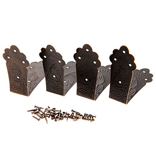 Dophee 4Pcs Antique Embossing Decorative Chest Case Box Corner Protectors Guard Edge Cover
