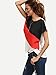 Romwe Women's Color Block Blouse Short Sleeve Casual Tee Shirts Tunic Tops Black/Red/White L