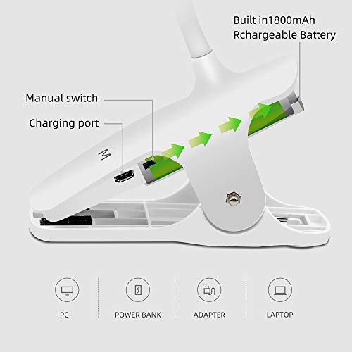 Clip on Light Reading Lights, YIIMER LED Clamp Desk Lamp with 5 Color Modes & 5 Brightness Levels, 3000-6500K Reading Light for Desk, Bed Headboard, Touch Control LED Clip on Light with 360° Gooseneck