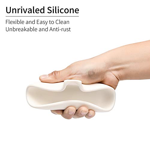 SUBEKYU Soap Dish with Draining Tray, Silicone Soap Holder Saver for Shower/Bathroom, Keep Soap Bars Dry Clean, 2 Pack, White and Gray (2 White)