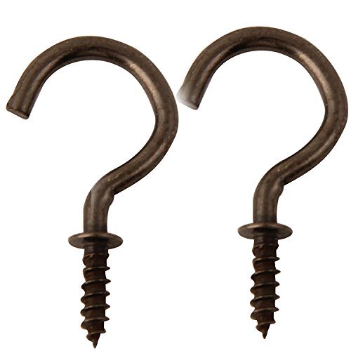 Antique Brass 32MM Small Shouldered Cup Hooks For Hanging Coffee Mugs, 20PACK