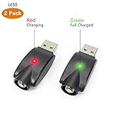 LeSB 2-Pack USB Charger Cables Compatible for 510 Thread USB Ego Charger with OverCharge Protection (USB).