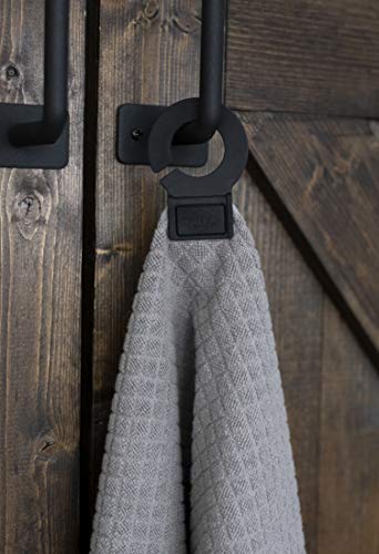 Ritz Hook and Hang Towel with Permanent Rubber Hook for Kitchen, Bathroom, Mudroom, Laundry Room, Extra-Large, 18" X 28", Machine Washable, 2 Pack, Titanium