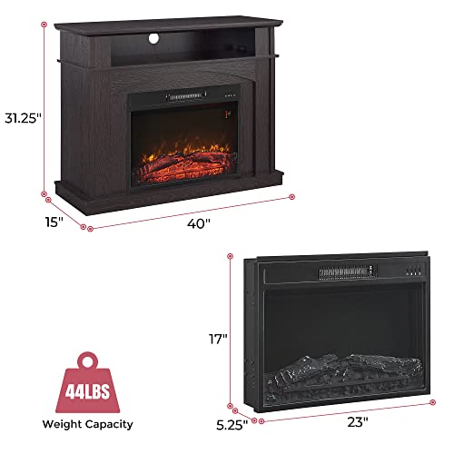 GOOD & GRACIOUS Electric Fireplace with Mantel Wooden Surround Indoor Freestanding Entertainment