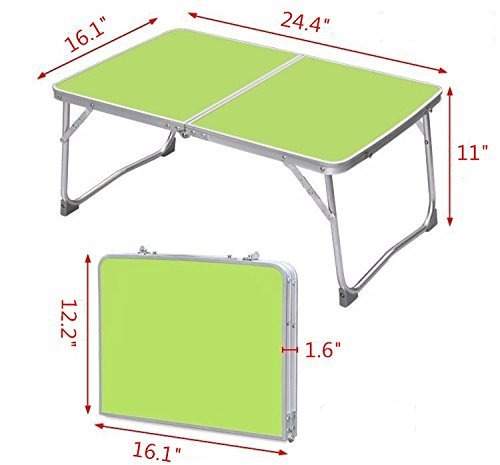 Yaheetech Foldable Laptop Table/Breakfast Serving Bed Tray/Portable Mini Picnic Table with Inner Storage Space and Soft Handle for Sofa Couch Floor (Green)