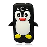 3D Penguin Soft Silicone Skin Case Cover for Samsung Galaxy S III S3 I9300 Black