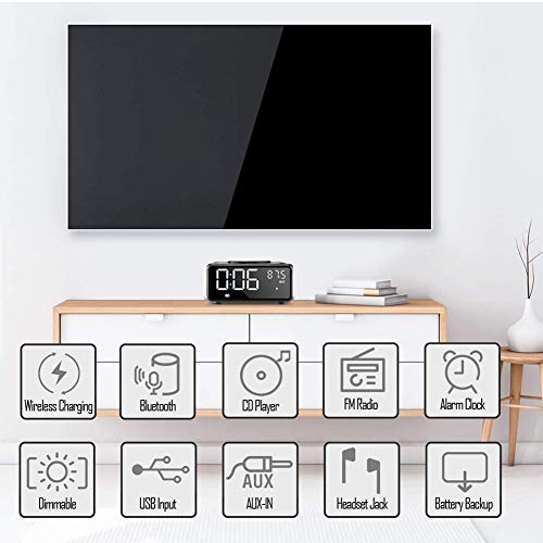 Gelielim CD Clock Radio, CD Player Boombox with Remote, Dual Alarm