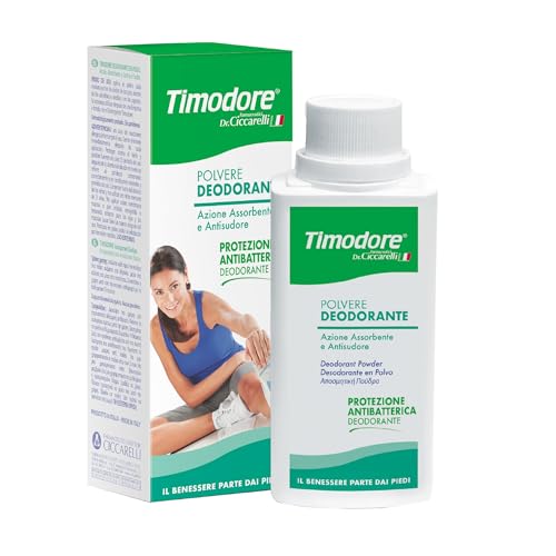 Timodore, Deodorant Powder, Absorbent and Anti-Sweat Action, Ideal Response to the Problem of Excessive Sweating, Antibacterial Protection, 100% Made in Italy, Dermatologically Tested, 75 g