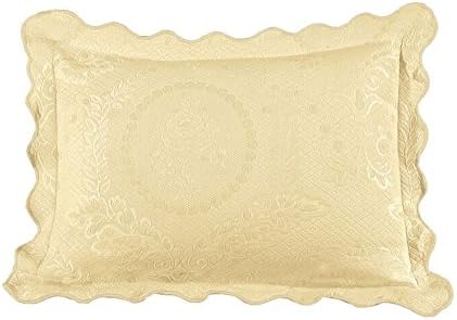 Europa Fine Linens English Rose Matelasse Bedding, King Sham Size 20-Inch by 36-Inch, Yellow