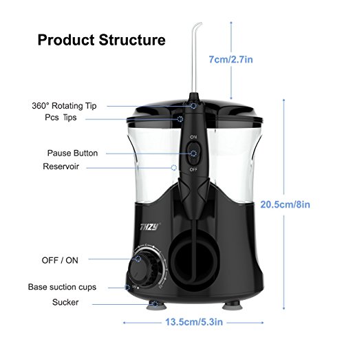 Water Flosser Teeth Cleaner, THZY 2018 Upgraded 600ML Electric Oral Irrigator Water Pick with 7 Interchangeable Nozzles For Braces, Implants, Bridges, 110-220V Global Voltage Black