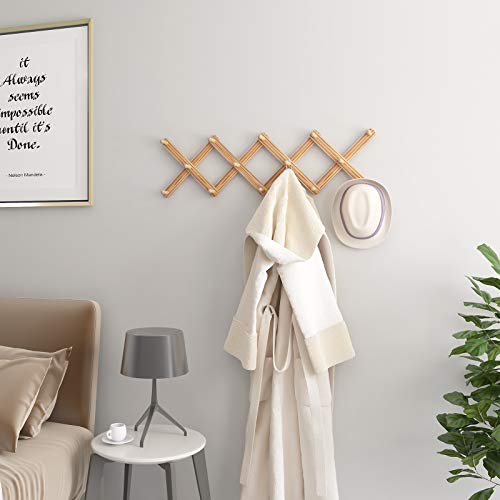 OROPY Wooden Expandable Coat Rack Wall Mounted MultiPurpose Closet