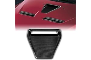 HK5 Real Carbon Fiber V-Style Air Flow Intake Hood Scoop Cover Bonnet Vent Body Kit Compatible with 2008-2015 Mitsubishi Lancer Evolution Ralliart Model, 2009 2010 2011 2012 2013 2014