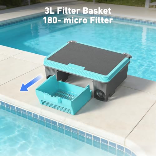 Curalk Over-Ground Robotic Pool Cleaner,Solar Powered Pool Vacuum,24H/7D Continuous Cleaning, 180-um, 3L Filtration Basket,APP Support, Automatic Pool Skimmer Robot,APP Support (Black-Blue)