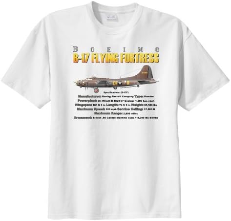 WarbirdShirts™ Men's Boeing B-17 Flying Fortress Bomber Short Sleeve T-Shirt White XXL
