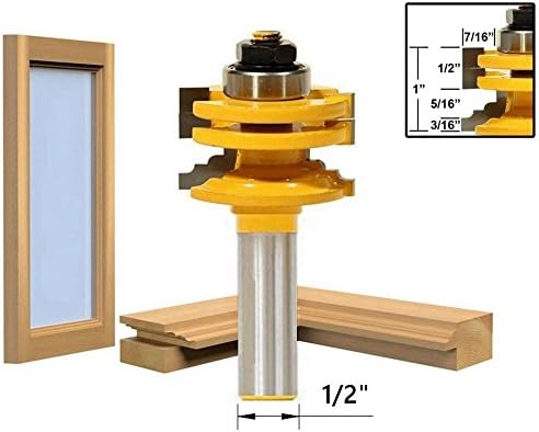 HDDU 1/2" Shank Glass Door and Window Knife Router Bit , Stile Reversible Router Bit Wood Milling Cutter The Door Knife Glass Door Window Cutter Engraving Tool Wood Door Tenon Knife