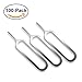 Tiehnom 100x Sim Card Tray Remover Eject Pin Key Tool Compatible With iPhone iPad Samsung and More (Silver)