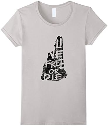 Women's New Hampshire Live Free Or Die Manchester T Shirt  Large Silver
