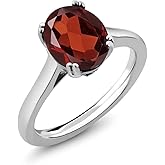 2-5 Cttw Gemstone Birthstone and Black Diamond Solitaire Ring for Women | 925 Sterling Silver | Oval 11X9MM and 1.5MM Accent Stone | Fine Jewelry for Engagement Wedding Anniversary Promise