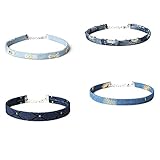 Yidarton 4Pcs Women Jean Denim Velvet Choker Necklace Punk Style Jewelery Set