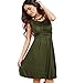 Blooming Jelly Women's Sleeveless Round Neck Banded Empired Waist Ruched A Line Casual Jersey Dress