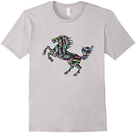 Mens Rainbow Striped Pattern Abstract Horse 2XL Silver