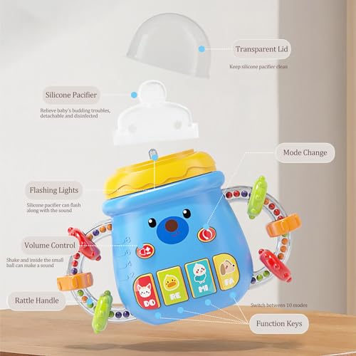 Silicone Baby Bottle Shape Teething Toy, Light Up Baby Toys 06 Months