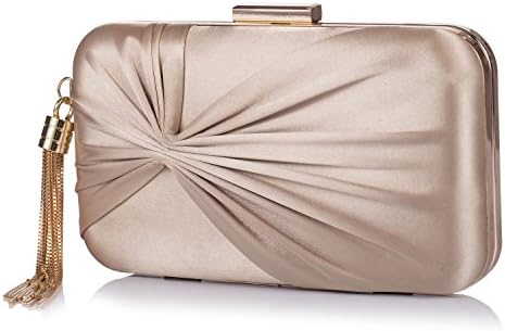 Chichitop Women's Elegant Bowknot Tassel Pendant Evening Party Clutch Bags Bridal Wedding Purse (Rose Golden)