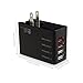 iKits (CB/ETL) 4-Port USB Wall Charger Multi Port Charger with Universal Travel Adapter US UK EU AU, 2Port 1A+ 2 Port 2.4A Smart IC Technology for iPhone, iPad, iPod, Samsung,Moto,Huawei & More Black