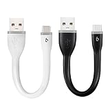 BigBlue 2 Pack USB C 0.5ft/6inch Portable Short USB Type C Cable Compatible for Samsung Galaxy Note 8 S8 S8 Plus, Google Pixel XL2, HTC U11, Nexus 6P, Nexus 5X, LG G5, OnePlus 5 and More, Black/White