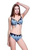 Abary Women Floral Bathing Suit Navy Bikini Set Plus Size Cup C-F