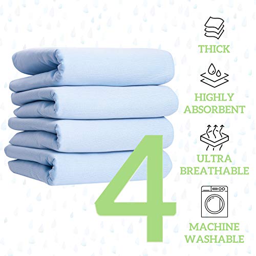 GREEN LIFESTYLE Washable Underpads 4 Pack Large Bed Pads, 34" x 36