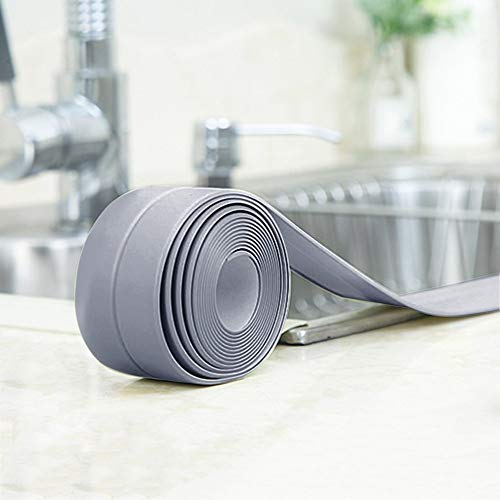 PVC Waterproof Sealing Tapes Pack of 2 Bathtub Caulk Strip Self Adhesive Waterproof Sealing Tape Edge Protector for Kitchen Countertop, Sink, Bathturb, Toilet, Gas Stove and Wall Coner, Grey - Thumbnail 3
