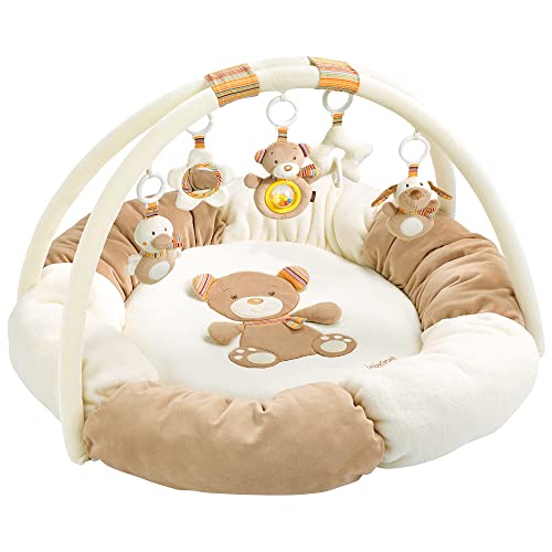 Fehn 160963 3-D Rainbow Activity Nest / Play Arch with 5 Removable Toys for Babies to Play with and Have Fun, from Newborns Upwards – Dimensions : Diameter 85 cm