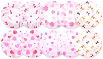 10 Pieces Shower Cap Elastic Waterproof Bath Cap Plastic Bathing Hair Cap Lady Salon Hat … (Concise series)