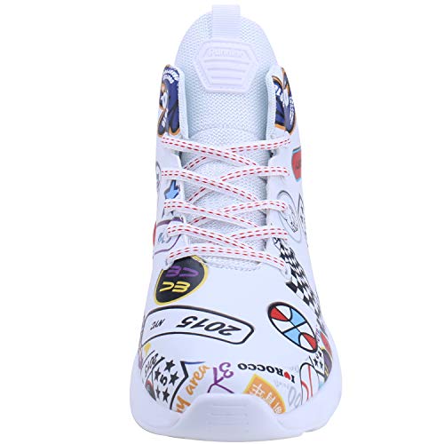 FEITAI Mens Basketball Sneakers Running Shoes Sport Athletic Boys Fashion Lightweight Shoes, White 7