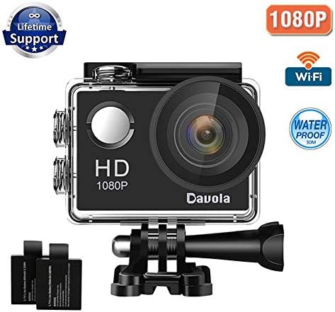 Action Camera Sport Camera 1080P Full HD Waterproof Underwater Camera Davola WiFi Control with 170ยฐ Wide-angle Lens 12MP 2 Rechargeable Batteries and Mounting Accessories Kit
