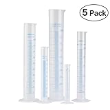 Pixnor 5pcs Measuring Cylinder Graduated Cylinder 50ml 100ml 250ml 500ml 1000ml