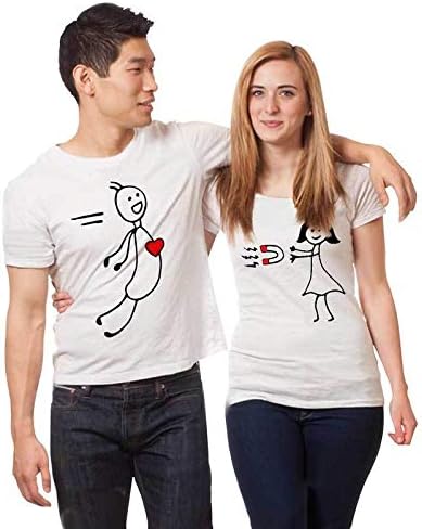 ADYK Cotton Couple T-Shirts Heart Magnet (Pack of 2)